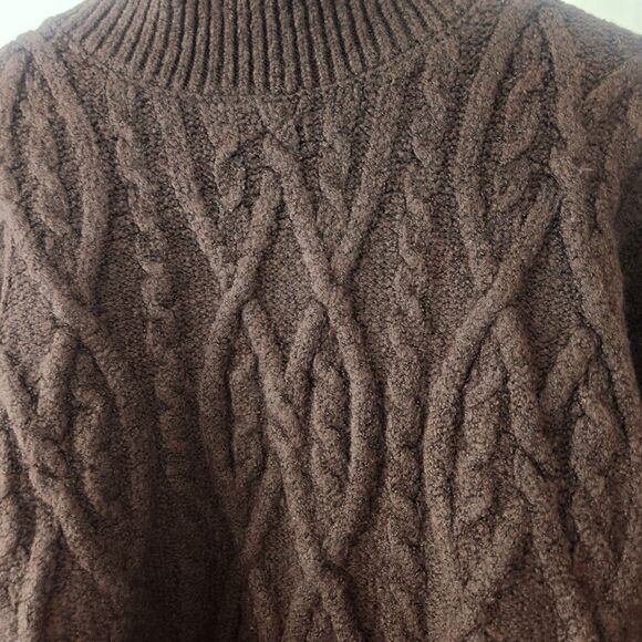 COMMENSE Women’s Brown Cable Knit Turtleneck Sweater Chunky Knit Pullover LARGE - Picture 6 of 13